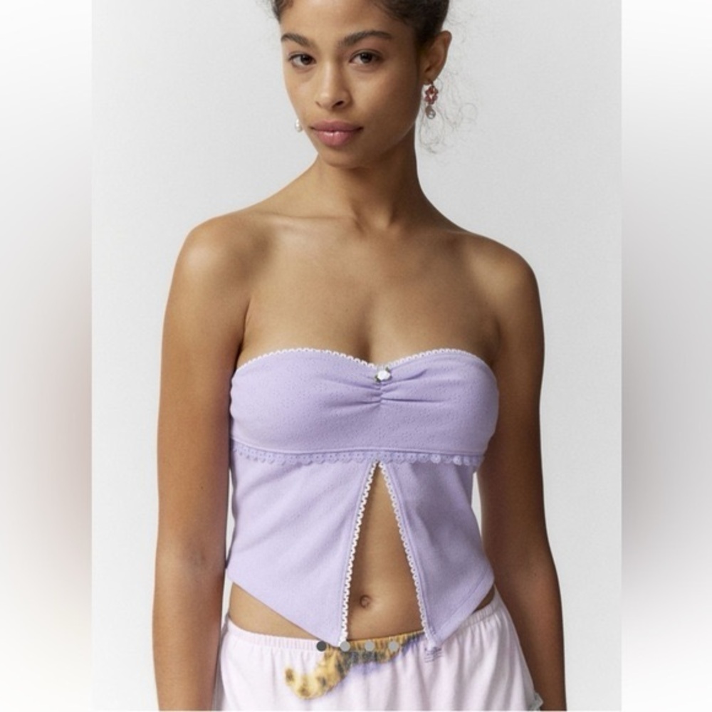 NWT Lavender Strapless Top with Front Cutout Urban Outfitters Kimchi Blue
